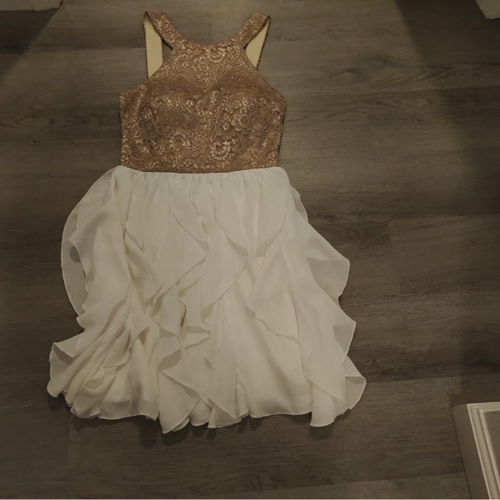 Xtraordinary Brown Lace and Cream Chiffon Kids Dress